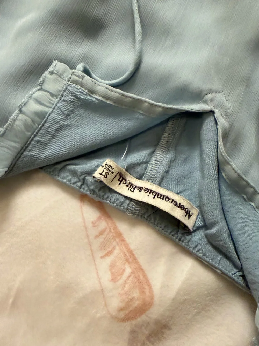 Abercrombie & Fitch Pale Blue Slip Chemise with Adjustable Ties